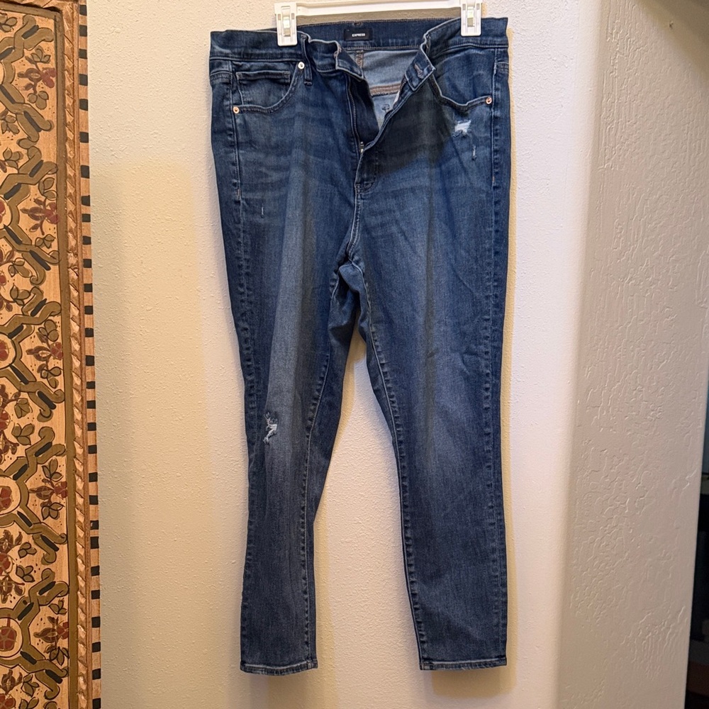 Express Women’s Dark Blue Denim Skinny Regular Jeans